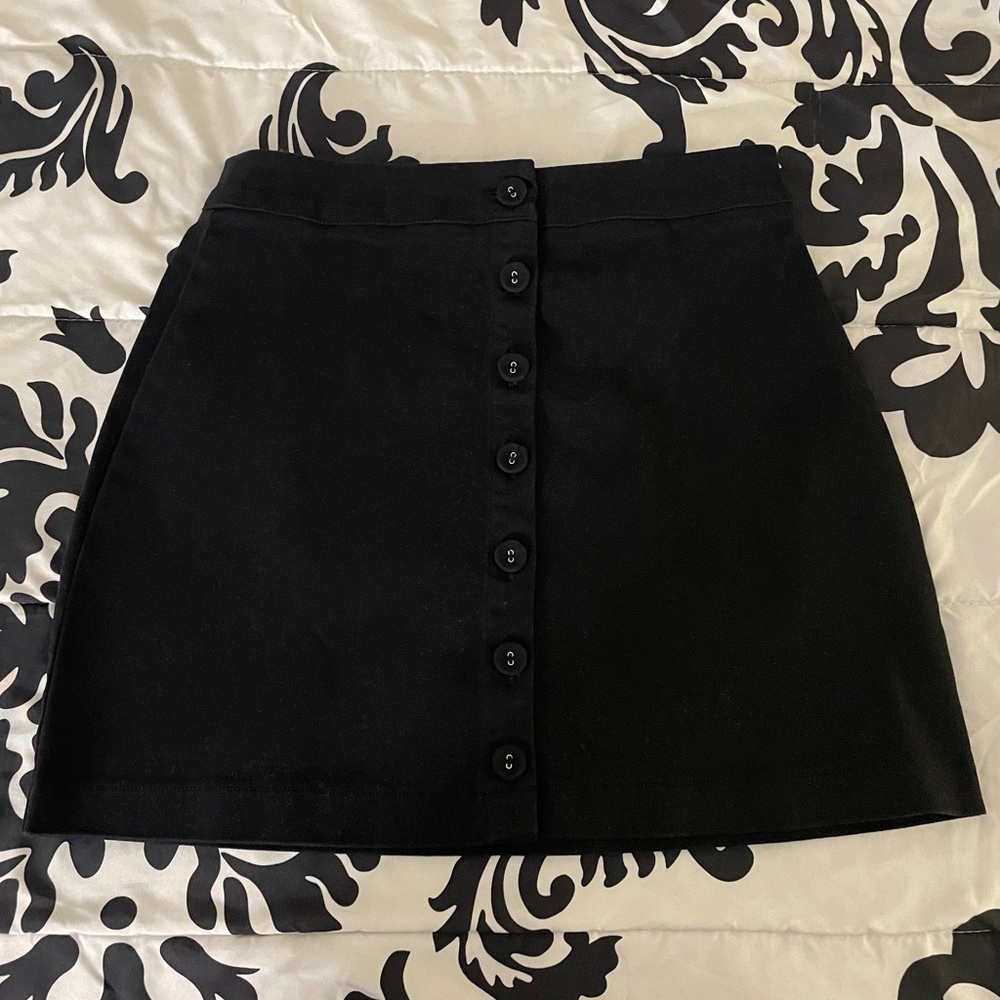 Black button up mini skirt